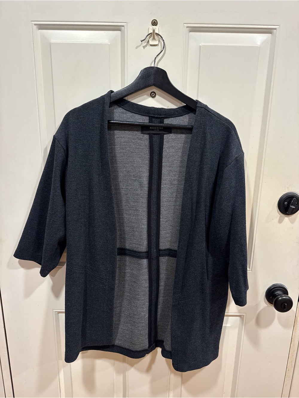 Reserved Dark Gray Open-Front Short Sleeve Cardigan